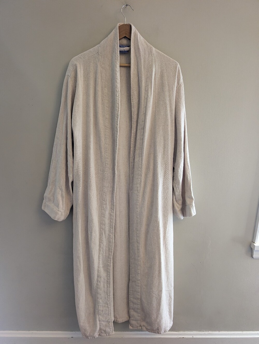 Pine Cone Hill Linen Beige Long Luxury Spa Resort Bathrobe Size XL